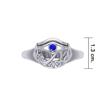 Eye of Horus with Celtic Knot Crescent Moon Silver Ring TRI1544 - Jewelry